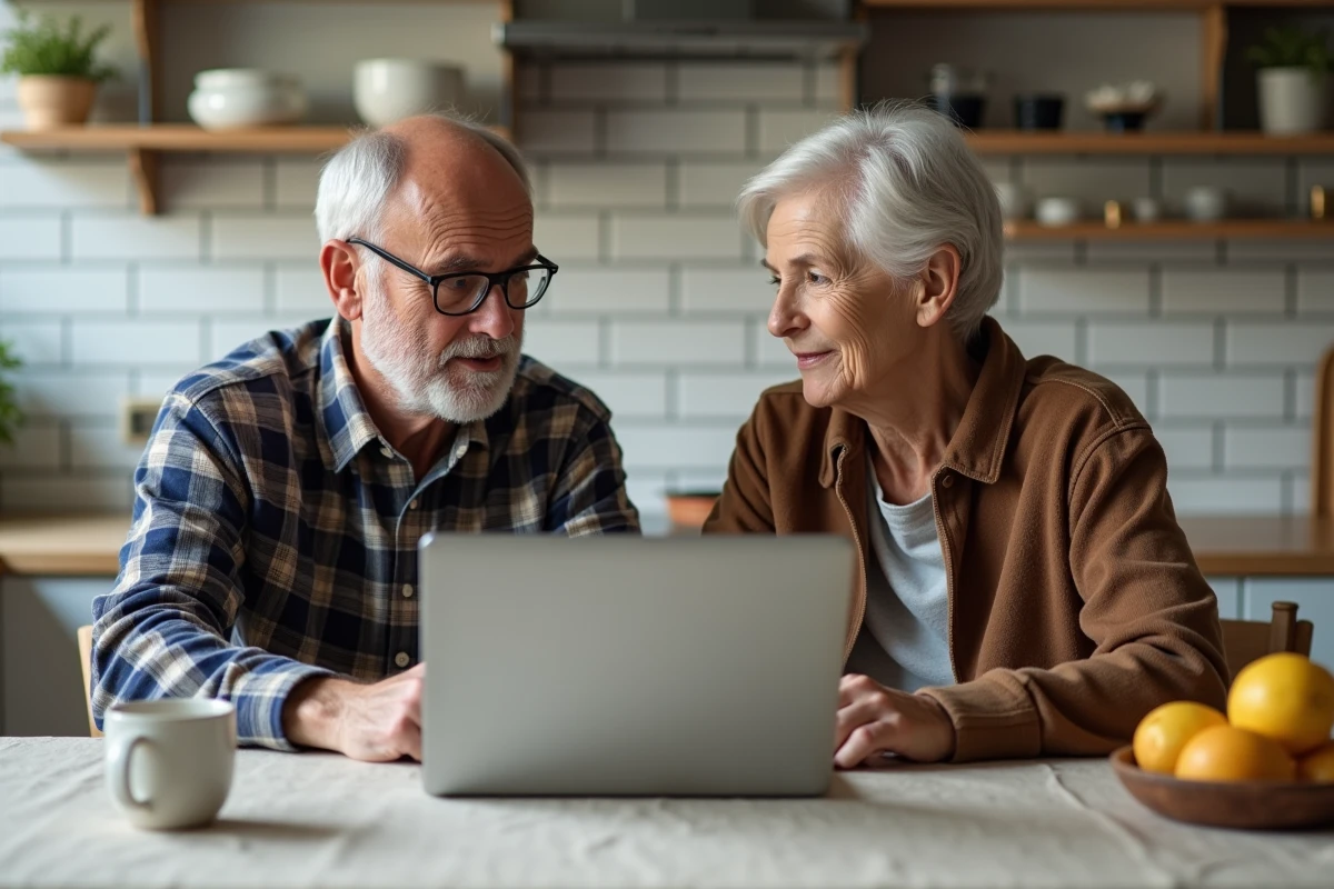 Couple en train de discuter d'un accord familial sur l'utilisation responsable des écrans et des technologies numériques à la maison