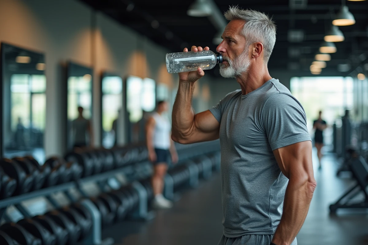 Homme en entraînement dans une salle de sport moderne